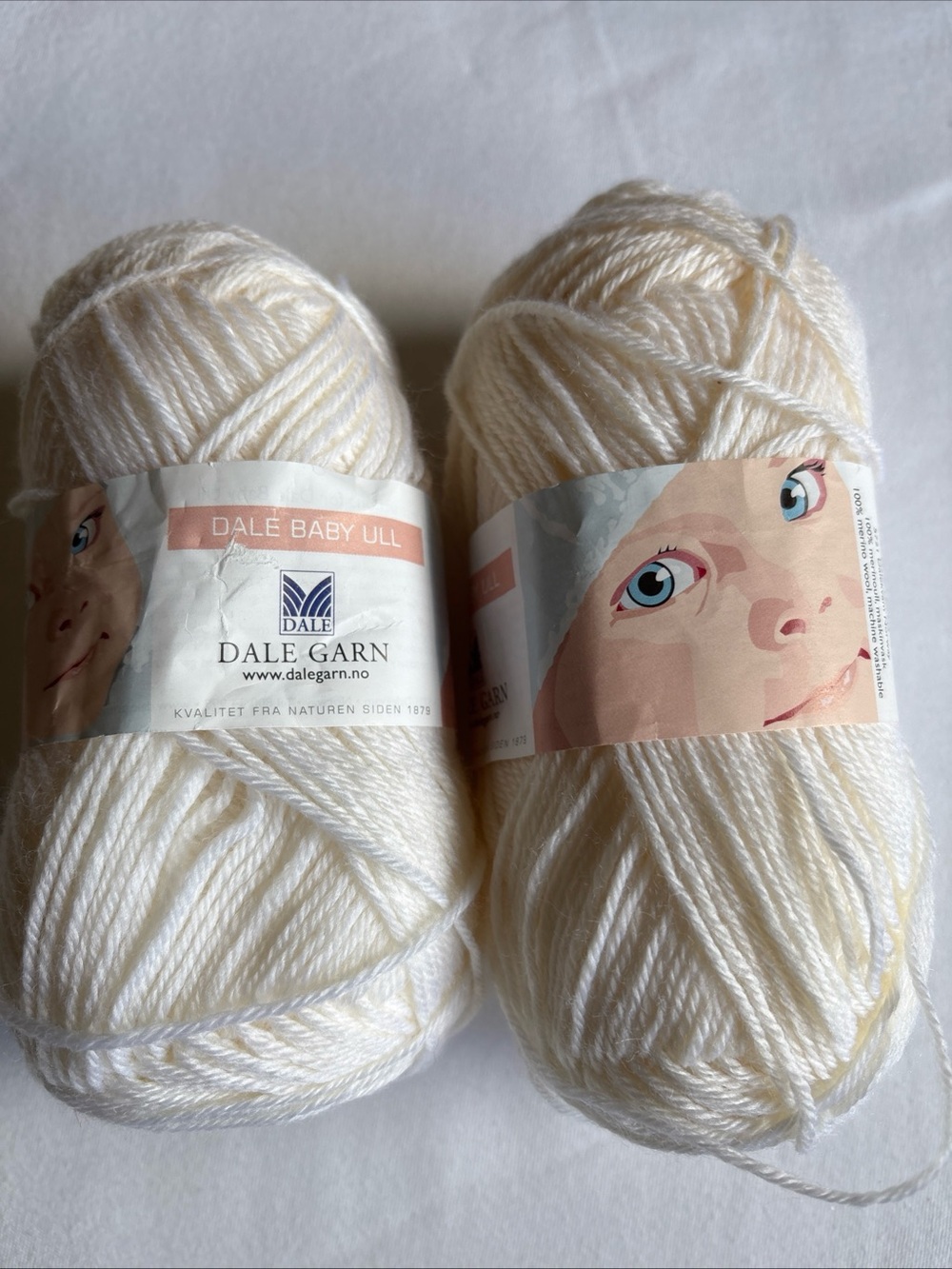 Dale Garn Dale Baby Ull Soft Cream Yarn - 2 Skeins